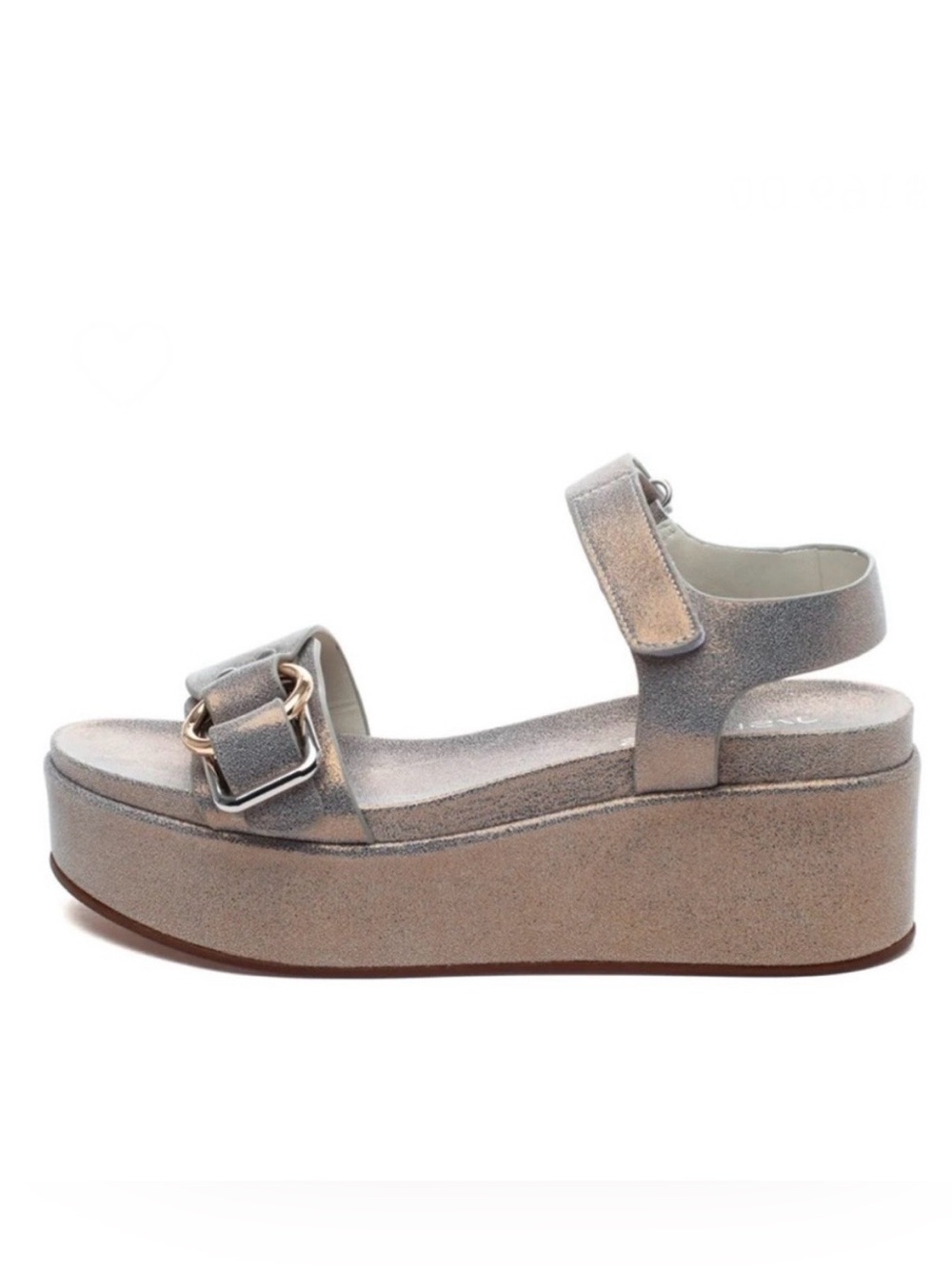 NWT J/SLIDES QUEST Bronze Metallic Suede Wedge Sandal
